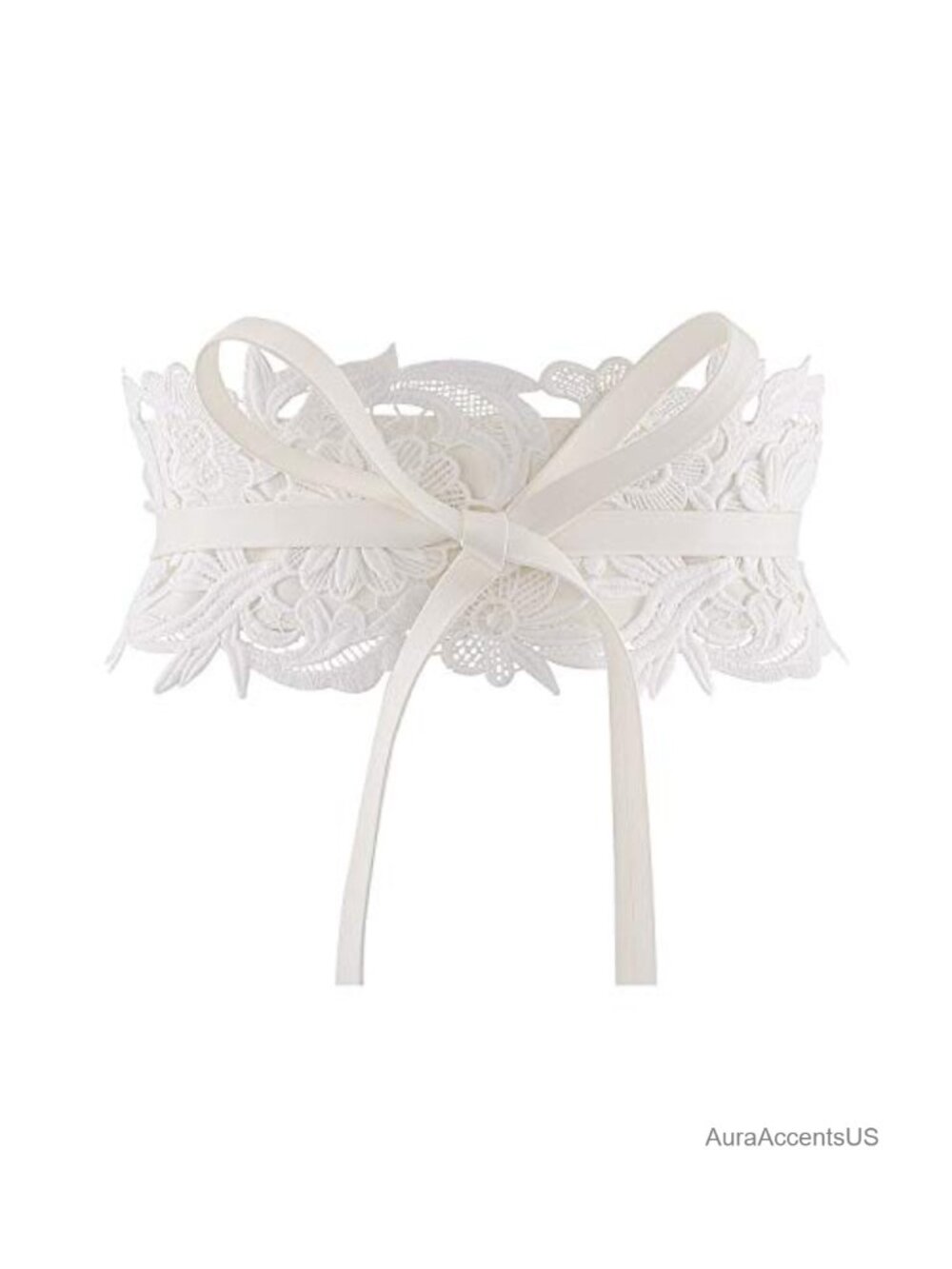 Lace Waist Belt Faux PU Leather Bowknot Tie Wrap Wide Corset Dress Belt